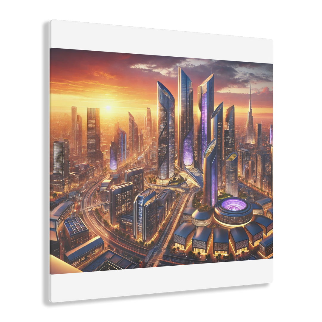 Futuristic Skyline at Dusk Acrylic Print