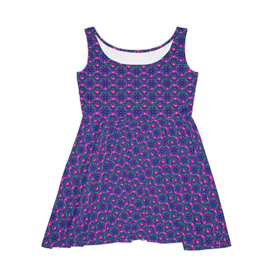 Luminous Geo Glitch Skater Dress