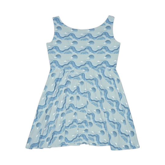 Minimalist Sky Blue Skater Dress for a Tranquil Look