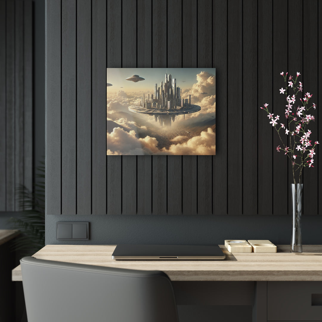 Floating Futuristic Sky City Acrylic Print