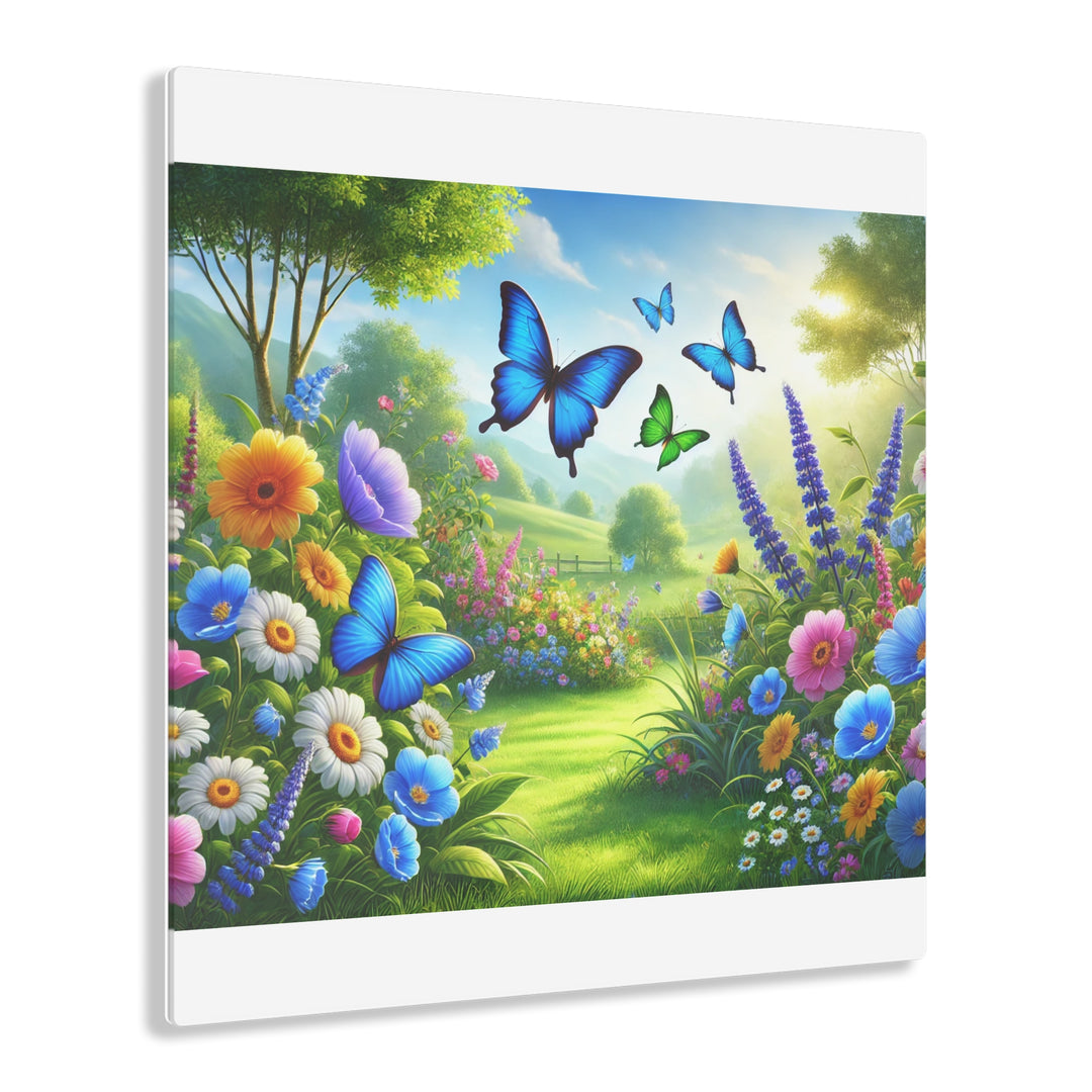 Butterfly Meadow - Green Garden Acrylic Painting