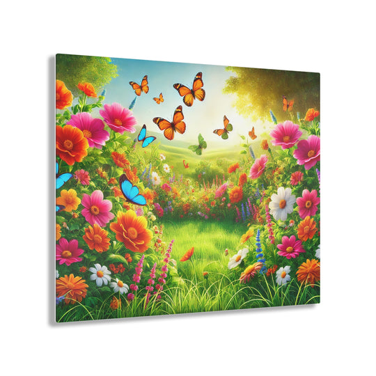 Garden Tranquility with Butterflies - Acrylic Painting