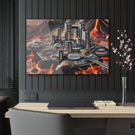 Futuristic Volcanic Island City Acrylic Print