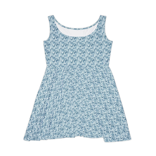 Elegant Light Blue Minimalist Skater Dress