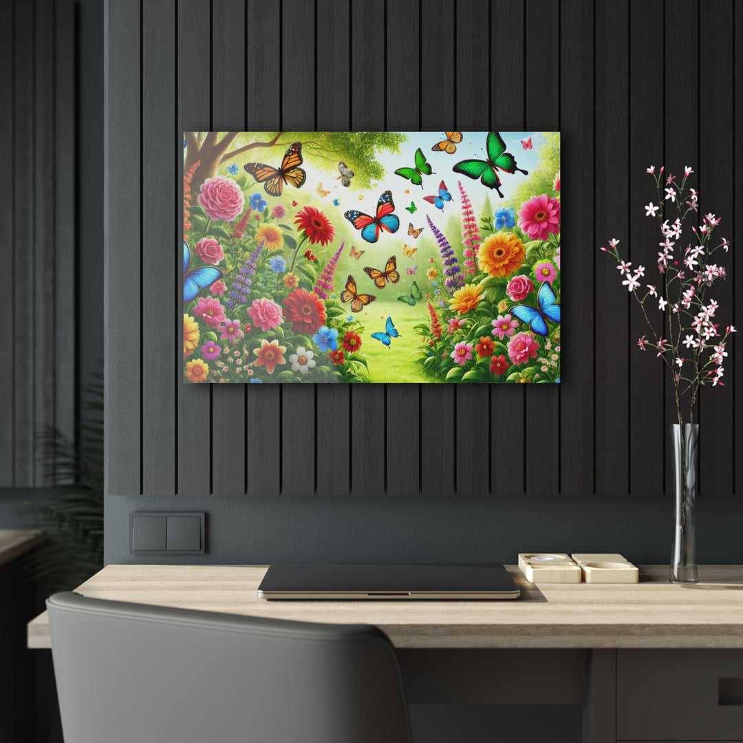 Daylight Garden Magic - Butterflies Acrylic Painting