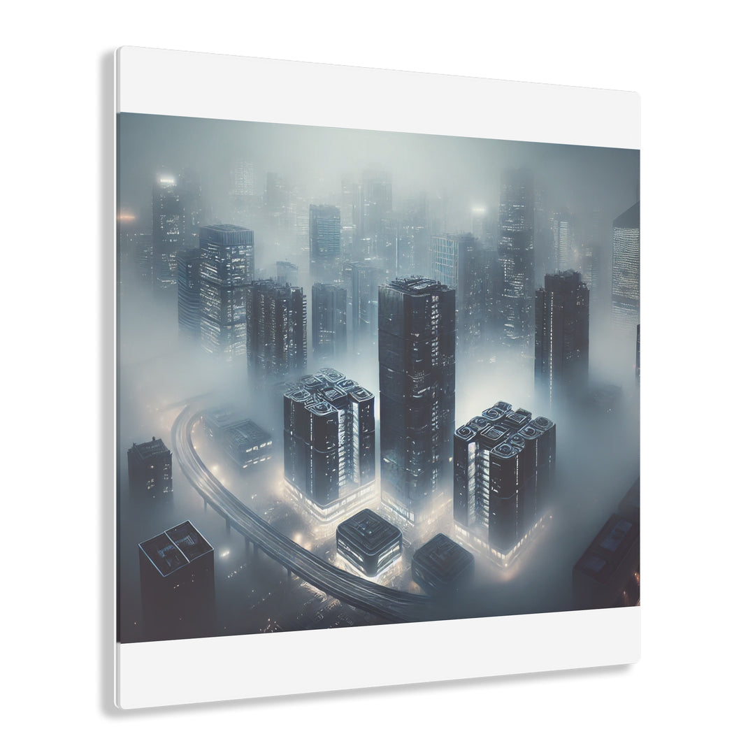 Futuristic Foggy Cityscape Acrylic Print