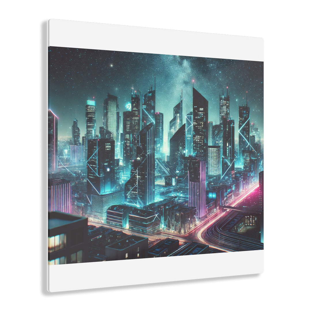 Nighttime Futurism Cityscape Acrylic Print