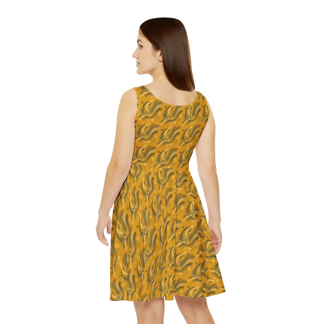 Minimalist Mustard Skater Dress for a Bold Statement