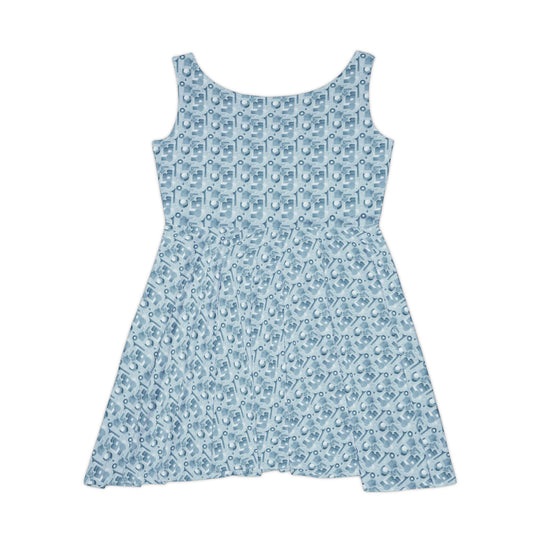 Elegant Light Blue Minimalist Skater Dress