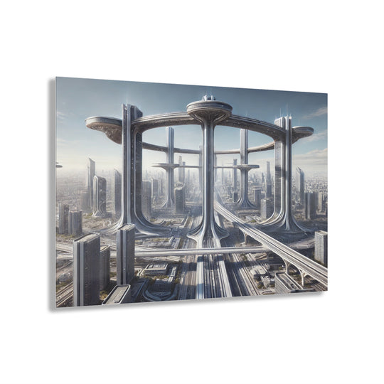 Skybridge Cityscape of the Future Acrylic Print