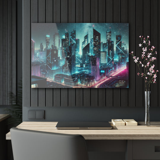 Nighttime Futurism Cityscape Acrylic Print