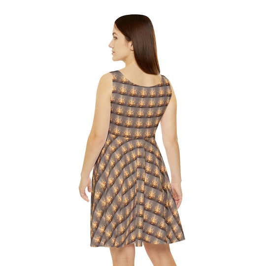 Golden Petal Spirit Women Skater Dress