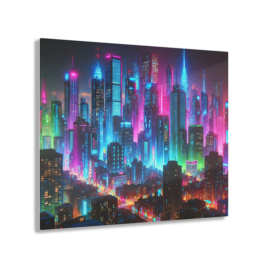 Neon Metropolis at Night Acrylic Print