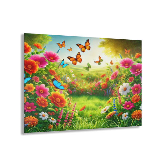 Garden Tranquility with Butterflies - Acrylic Painting