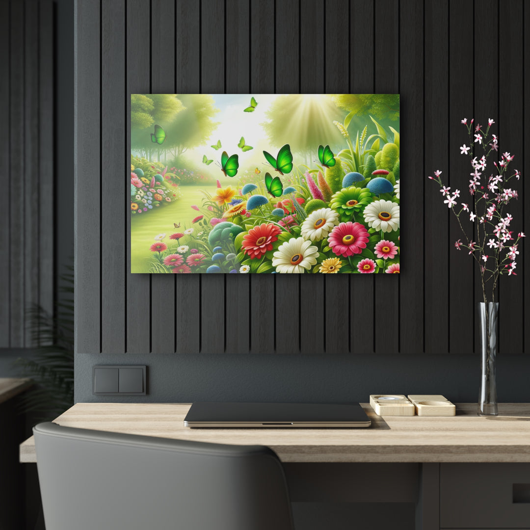 Blossoming Garden with Butterflies - Acrylic Painting