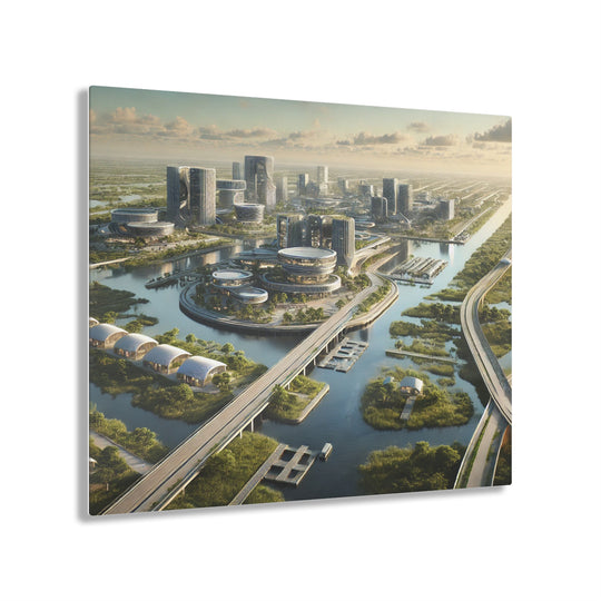 Futuristic Marshland City Acrylic Print