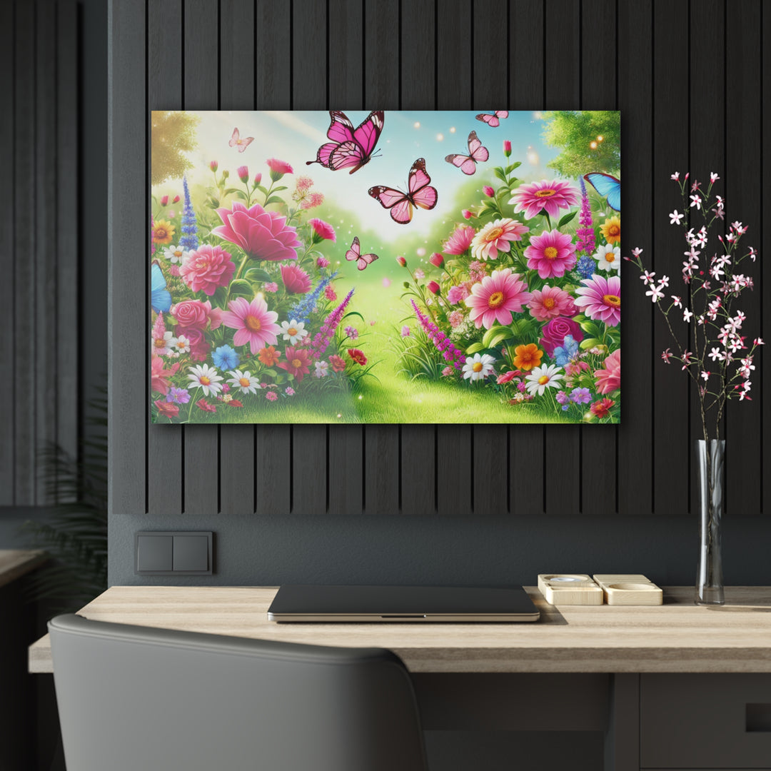 Garden Bliss with Butterflies - Acrylic Art