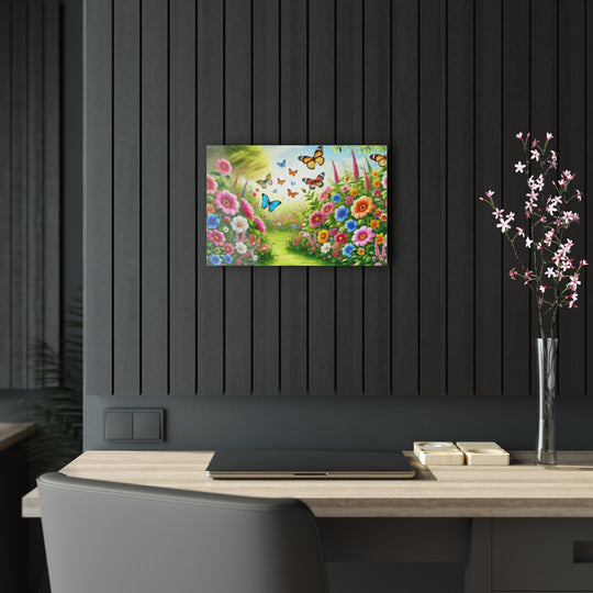 Peaceful Garden with Butterflies - Acrylic Artwork