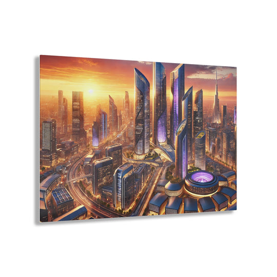 Futuristic Skyline at Dusk Acrylic Print