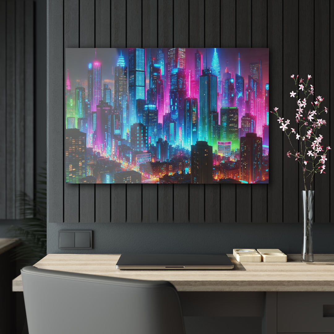 Neon Metropolis at Night Acrylic Print