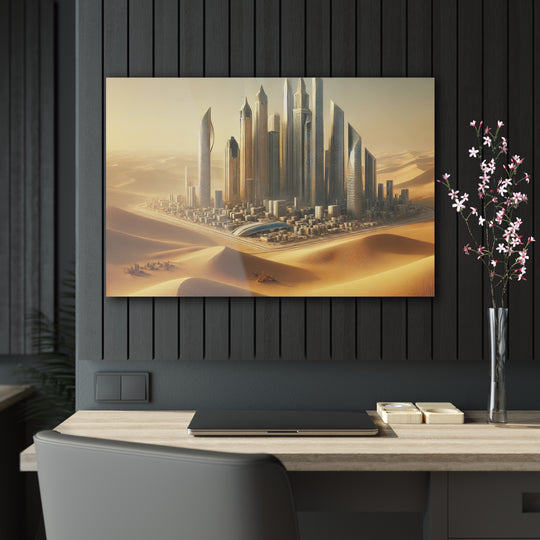 Futuristic Desert City Oasis Acrylic Print