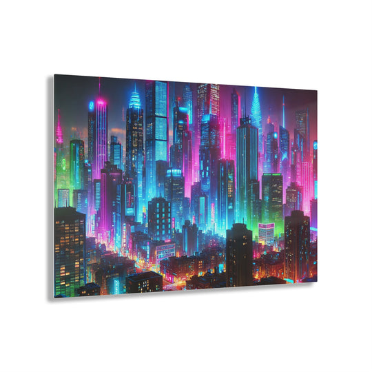 Neon Metropolis at Night Acrylic Print