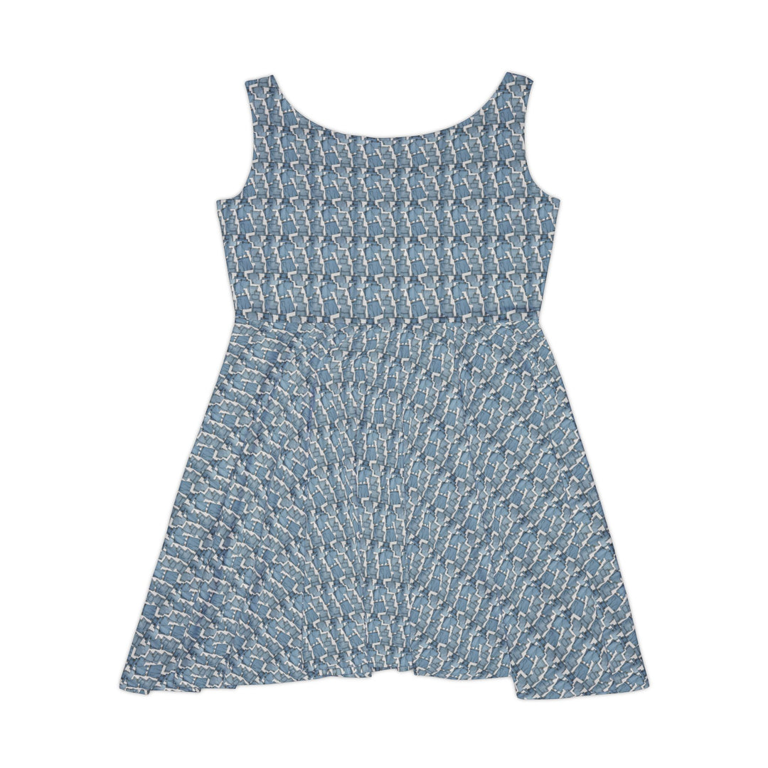 Vintage Inspired Denim Overalls Skater Dress