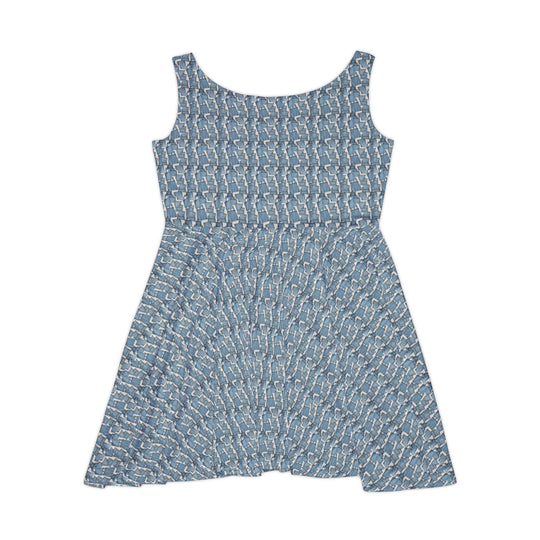Vintage Inspired Denim Overalls Skater Dress