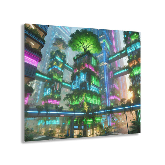 Neon Jungle Futuristic Cityscape Acrylic Print