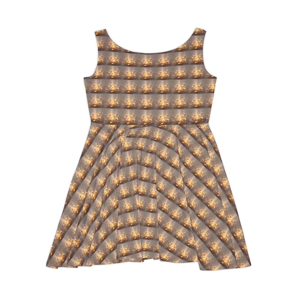 Golden Petal Spirit Women Skater Dress
