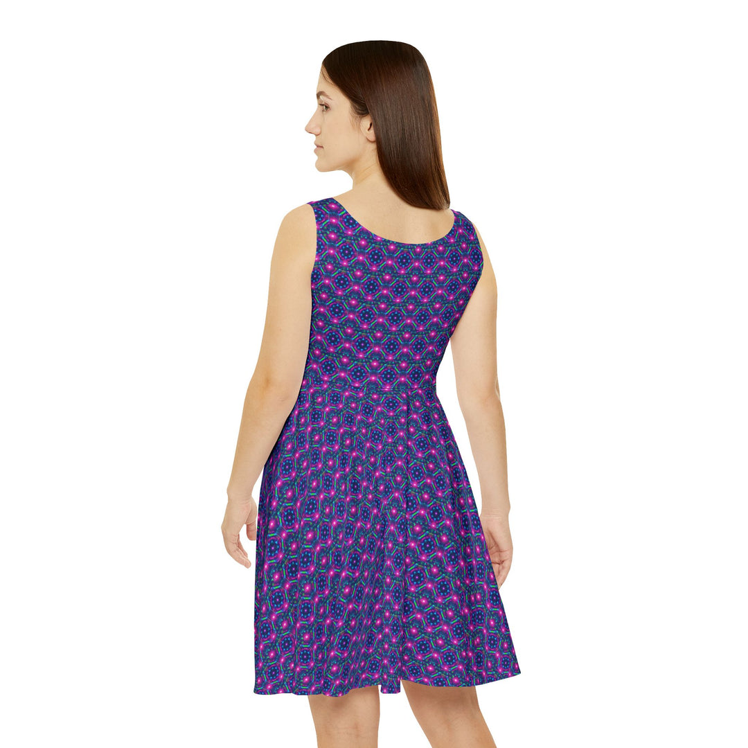 Luminous Geo Glitch Skater Dress
