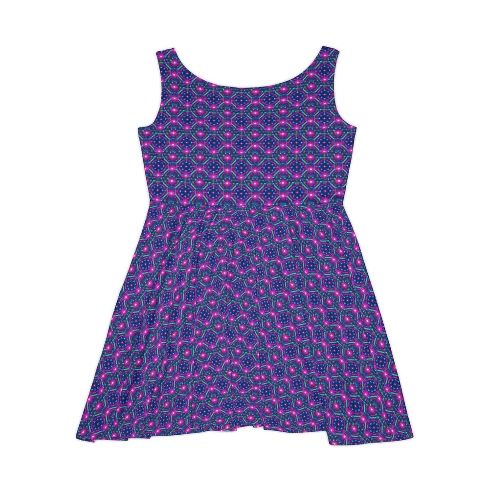 Luminous Geo Glitch Skater Dress