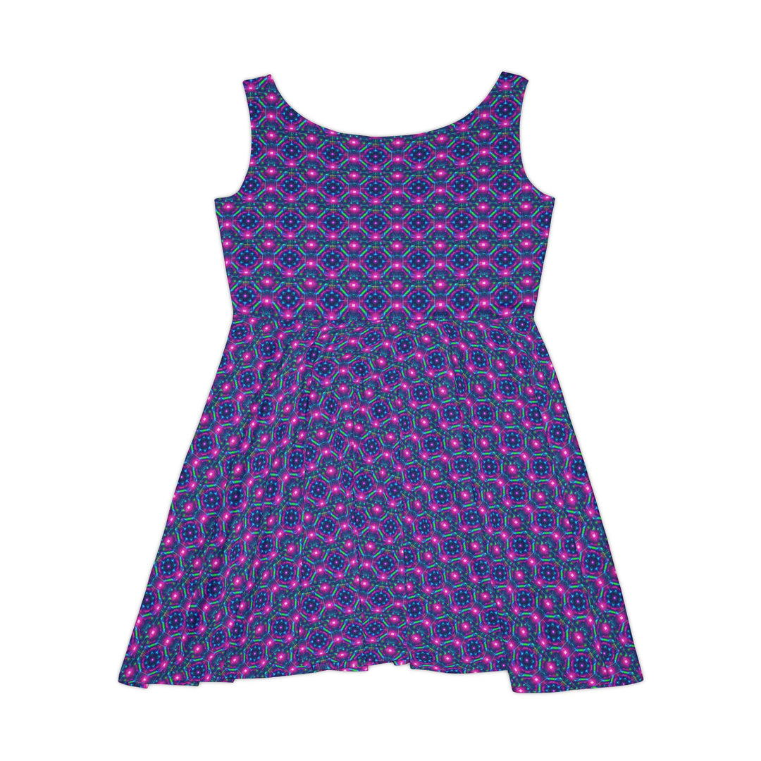 Luminous Geo Glitch Skater Dress