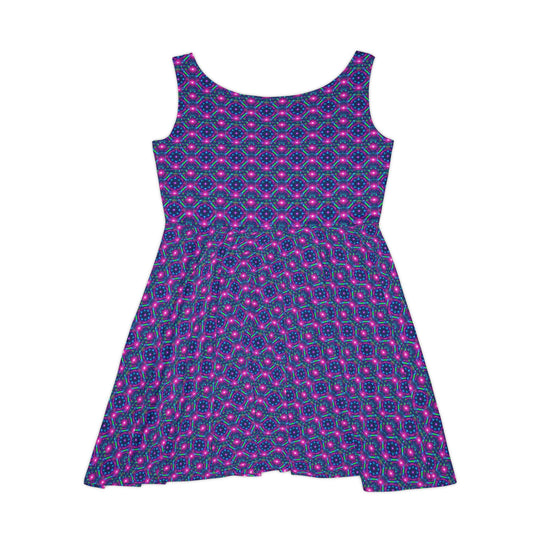Luminous Geo Glitch Skater Dress
