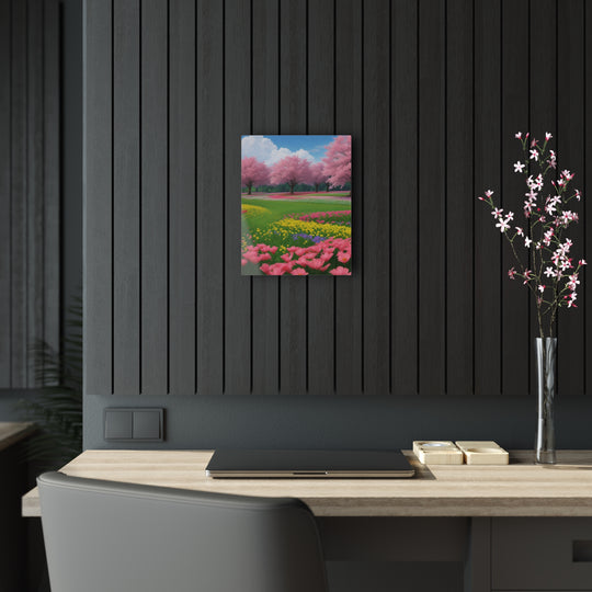 🍃 Pink Blossoms Amidst Greenery: Forest Magic 🌳 - Creative Canvas Corner