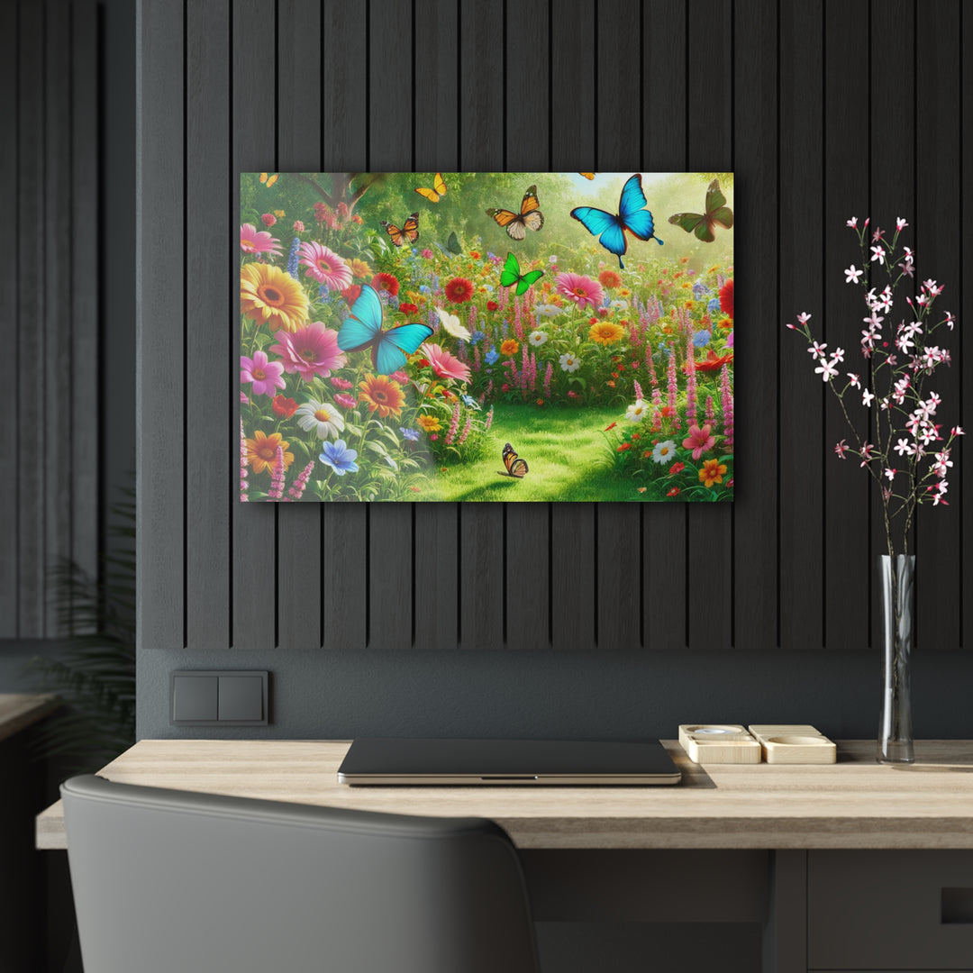 Blissful Garden with Butterflies - Acrylic Artwork