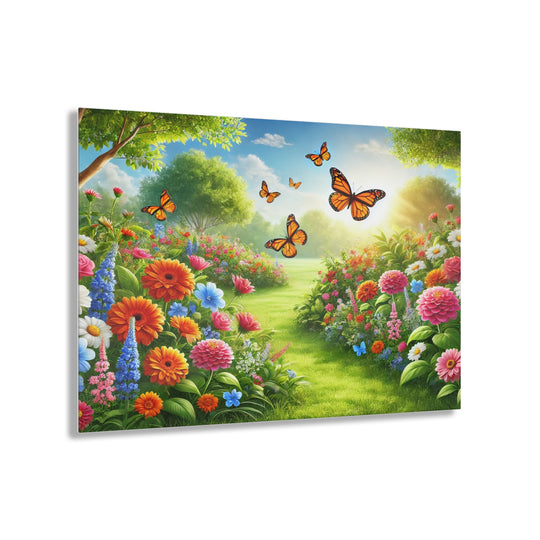 Sunshine Garden and Butterflies - Acrylic Art