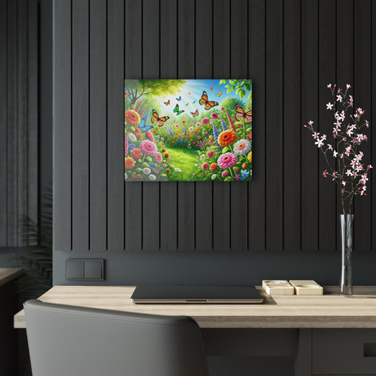 Green Garden and Butterflies - Daylight Acrylic Art