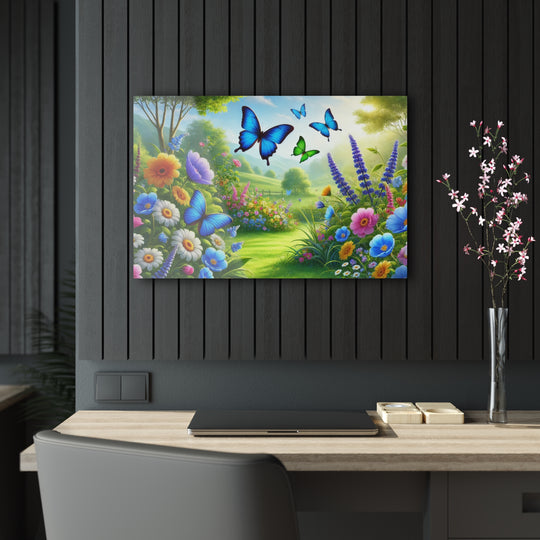 Butterfly Meadow - Green Garden Acrylic Painting