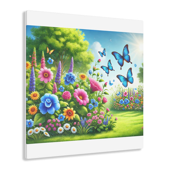 Enchanted Green Garden with Butterflies - Acrylic Art