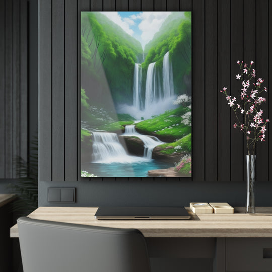 🍃 Enchanting Waterfalls in Lush Greenery 🌳 - Creative Canvas Corner