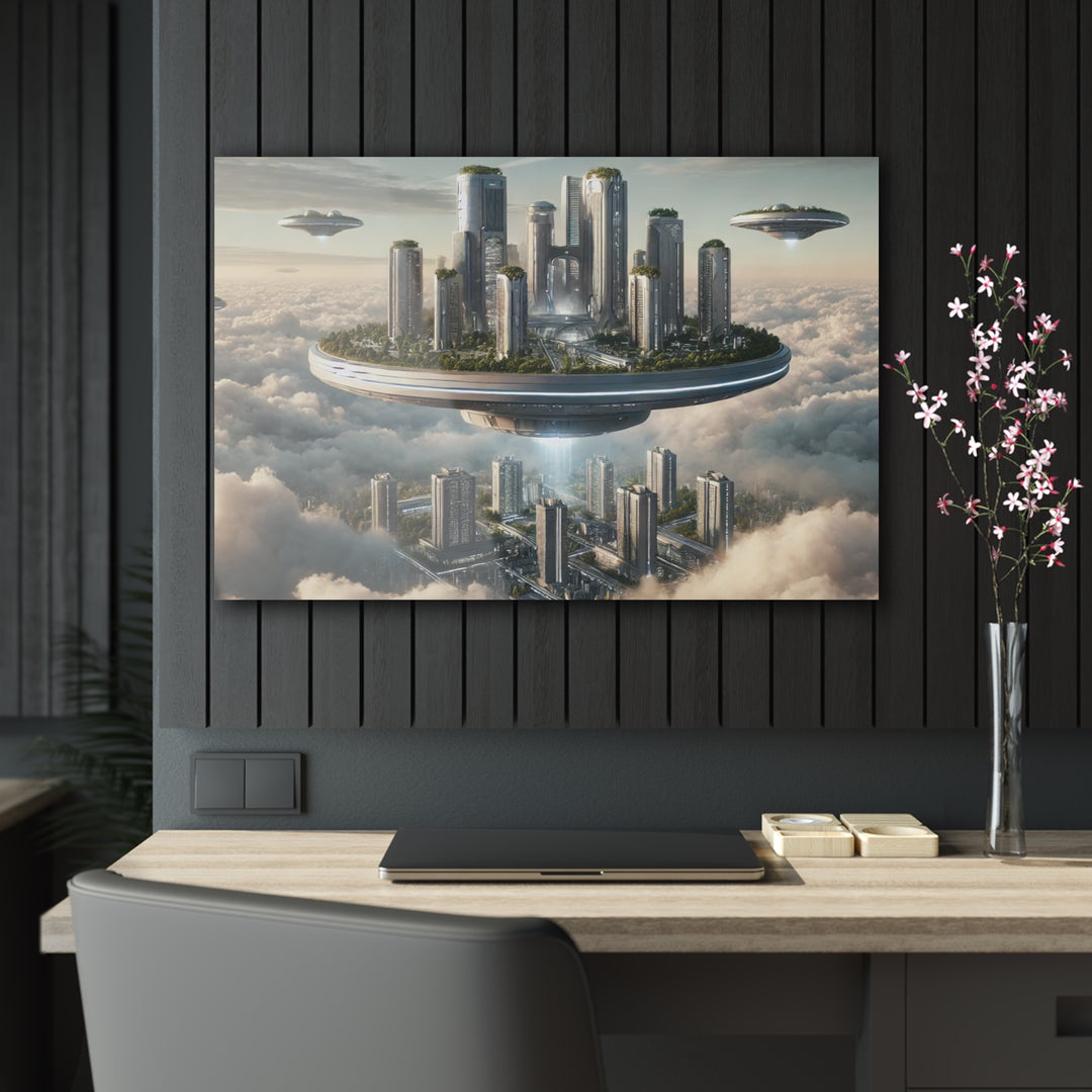 Floating Futuristic Island City Acrylic Print