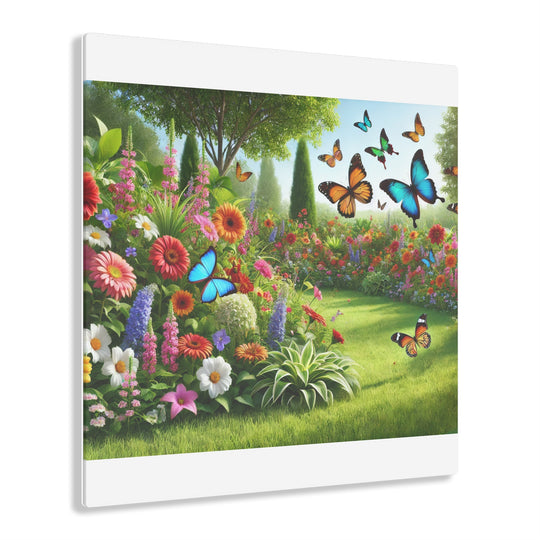 Blooming Garden with Butterflies - Acrylic Painting