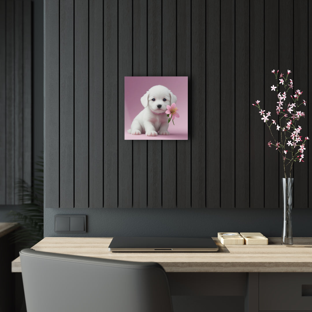 🌸 Pawsitively Adorable: White Puppy with a Pink Background 🐾 - Creative Canvas Corner