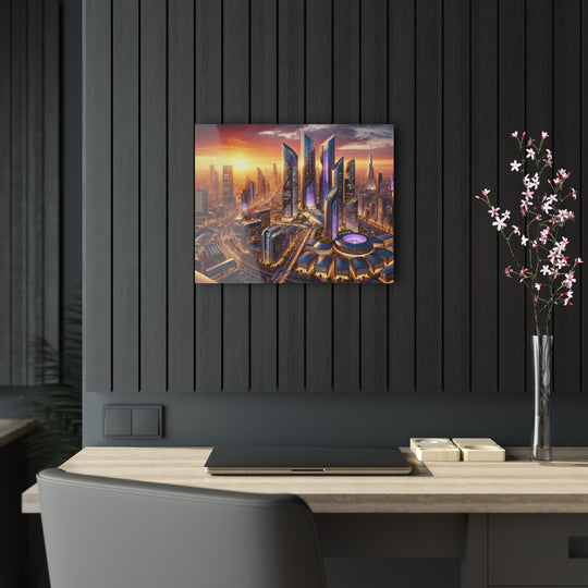 Futuristic Skyline at Dusk Acrylic Print