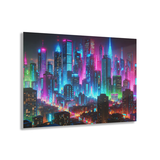 Neon Metropolis at Night Acrylic Print