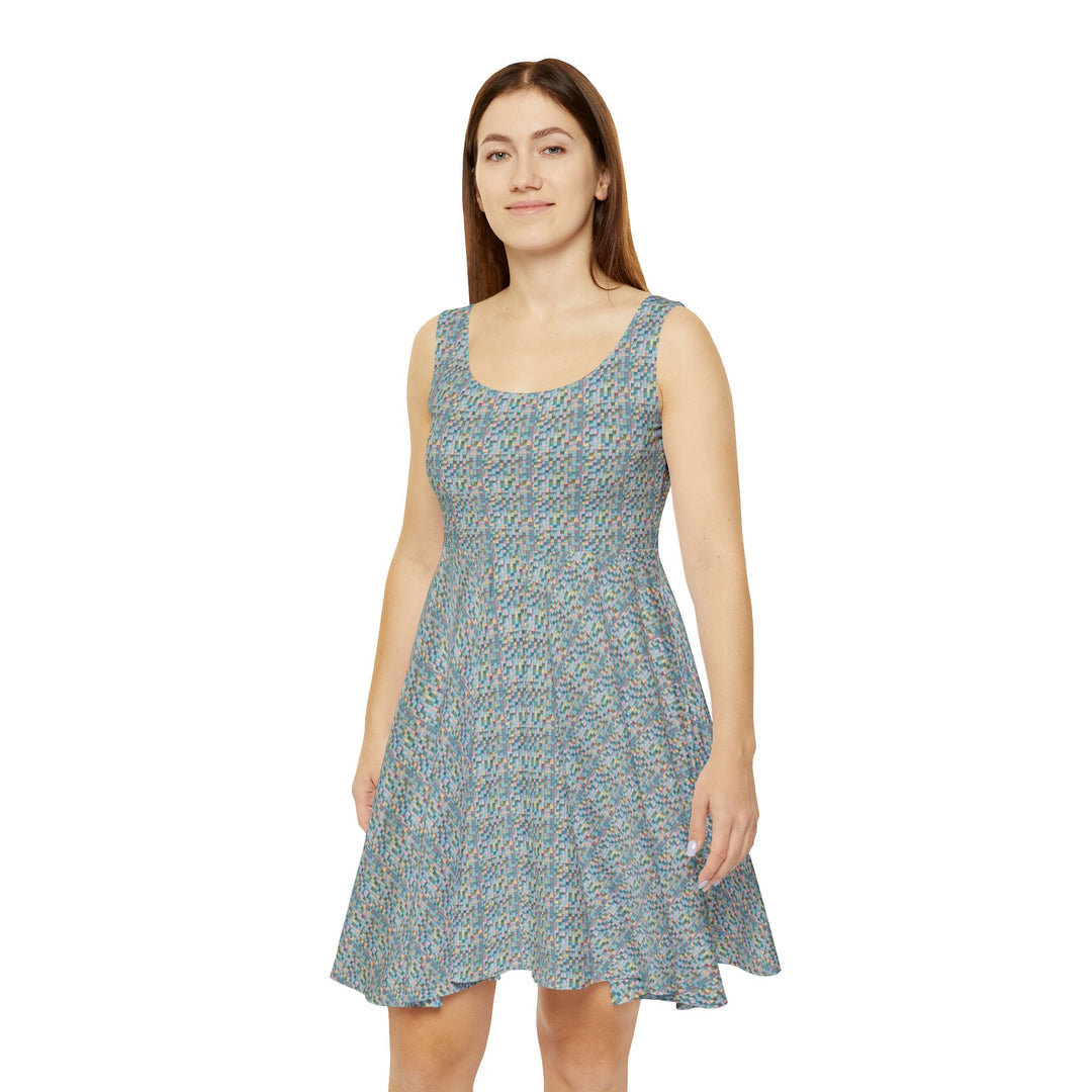 Pastel Grid Vibe Women Skater Dress