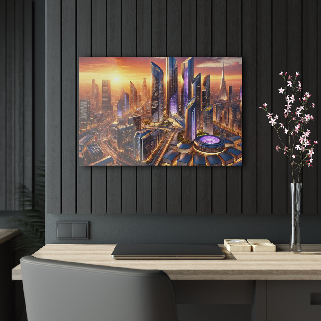 Futuristic Skyline at Dusk Acrylic Print