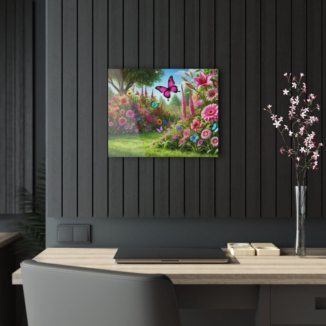 Butterfly Haven - Green Garden Acrylic Painting