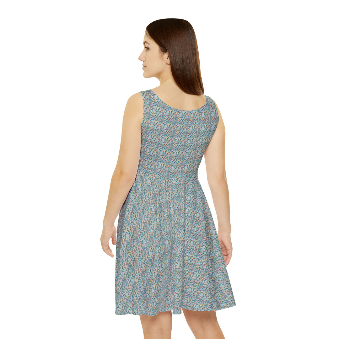 Pastel Grid Vibe Women Skater Dress